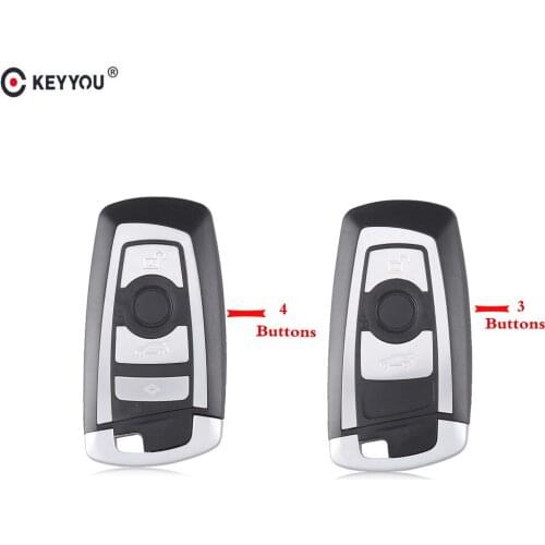 KEYYOU 3/4 Buttons Smart Remote Keyless Shell for BMW 5 7 Series with Emergency Blade Keyless Entry Fob Car-Styling Alarm Cover