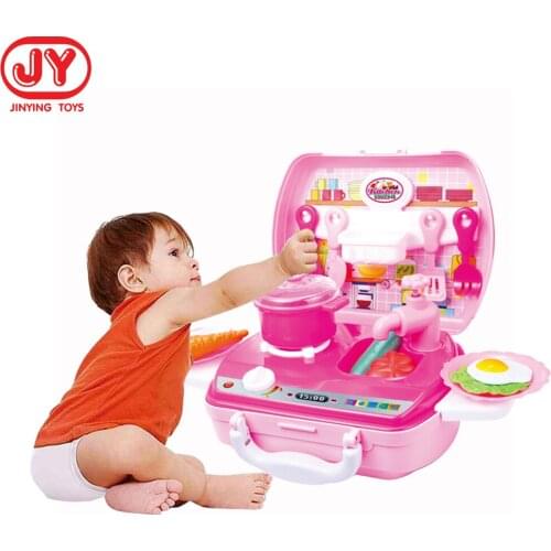 Creative portable Children Mini Kitchen Toy Cookware Kid Toys Set Plastic Cartoon Safe Cute House Toys for Children Girl Gift