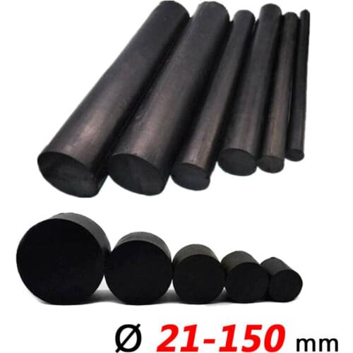 1Pcs Dia 21-150mm Black Solid Natural Rubber Round Rods Bar Oil Resistant Sealing Length 100-500mm