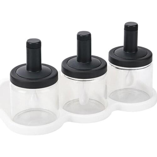 Kitchen Jars For Spices Glass Cruet Seasoning Jar Set BBQ Pepper Salt Shakers Paprika Bottle Kitchen Storage Rack Jar