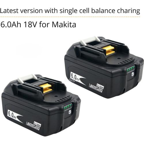 BL1860 18V 6A Li-ion Power Tools Rechargeable Battery for Makita BL1830 BL1840 BL1850 with NEW Single Cell Balance Protection