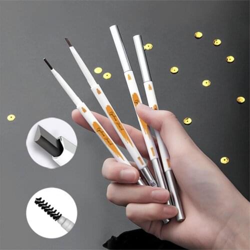 Makeup Eyebrow Pencil Small Triangle Eyebrow Pencil Double Brush Head Natural Waterproof Sweat-proof Long Lasting Eye Makeup Pen