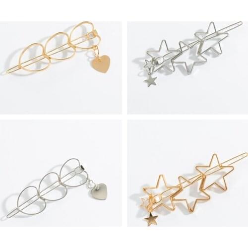Metal Love Heart Hair Clips Hollow Star Hairpin Hair Pin Women Hair Accessories Hearwear Cheap Wholesale
