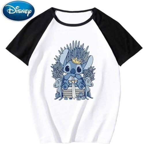Disney Chic Fashion Stitch Little Monster Cartoon Print Cute Couples Unisex Women T-Shirt O-Neck Short Sleeve Tee Tops 10 Colors