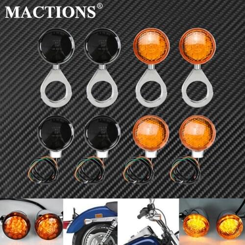 Motorcycle 39mm/41mm Turn Signal Indicator LED Light Fork Tube 4pcs Relocation Fork Clamp For Harley Sportster XL883 1200 Custom