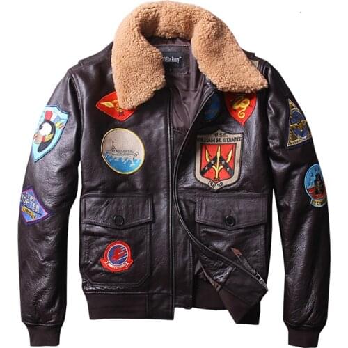 Factory 2020 New Mens Classical Genuine Leather Motorcycle Leather Jacket Tom Cruise Top Gun Air Force Winter Coats