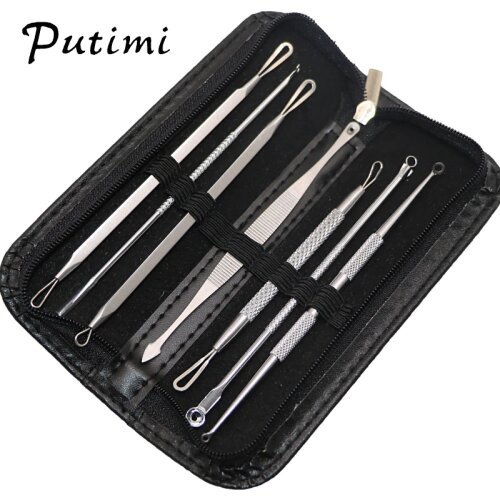 Putimi 7/5/4/3Pcs Blackhead Remover Tool Kit Comedone Acne Needle Clip Pimple Tweezer Blemish Extractor Spoon for Face Care Tool