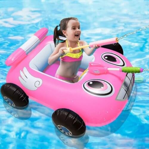 Inflatable Childrens Water Jet Floating Boat Swimming Circle Pool Car Seat Ring Play Water Gun Toy Water Fire Truck Bumper Car