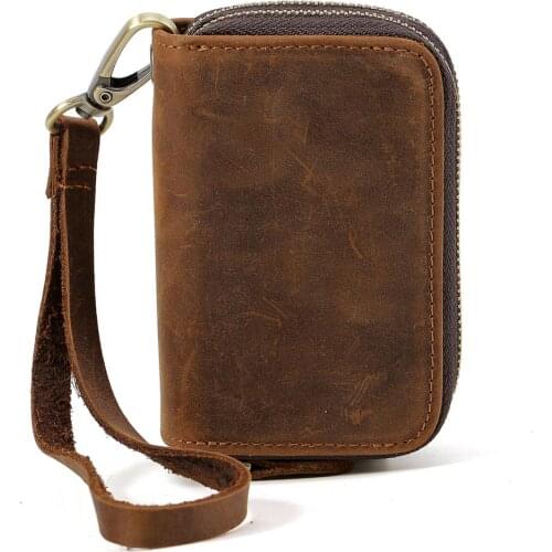 Tiding leather New key chain mens and womens brown Genuine Leather storage bag cow jacket car key bag wallet housekeeper 4214