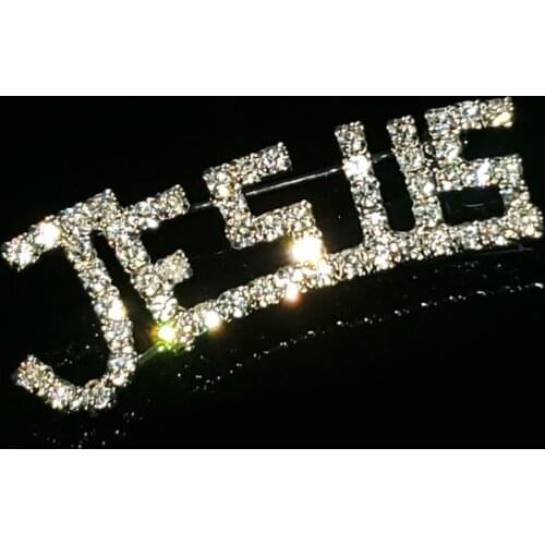 Crystal Handmade Jewelry "Jesus" Word Lapel Pin Rhinestone Letters Brooch Pins Accessories Unique Souvenir Gift for Christians