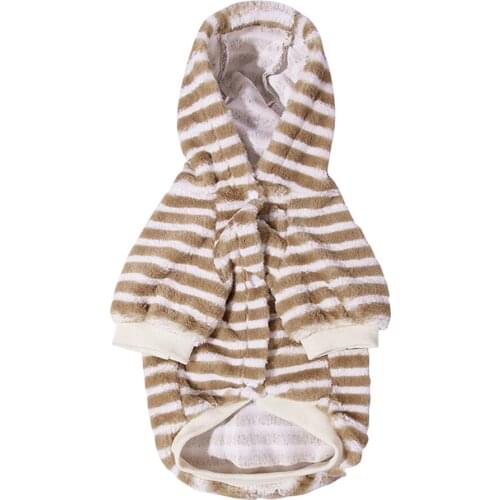Hooded Pet Dog Clothes Small Cat Puppy Costume Cotton Pet Jackets Soft Pullover Puppy Shirt Strip Autumn Winter Dog Accessories