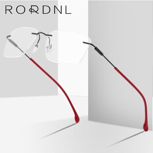 Rimless Optical Glasses Frame for Men Myopia Prescription Eyeglasses Frame Male Rectangle Alloy Spectacles Frame Brand Designer