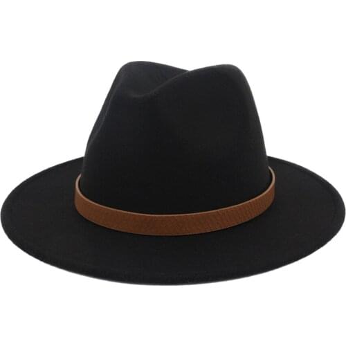 Summer Wool Top Hat Flat Jazz Cap Round Women Casual Wide Brim Fedora Hats Panama Caps Men Unisex Retro Elegant Adjustable 2019
