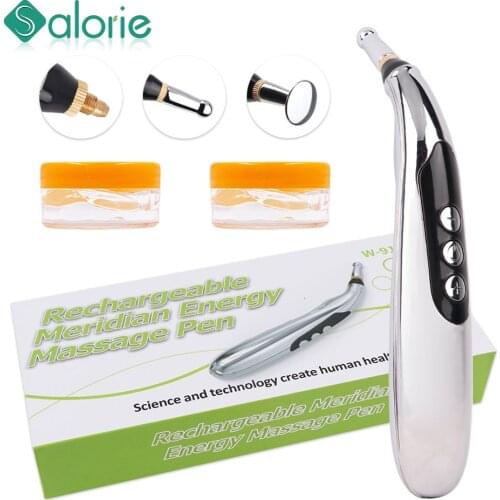 USB Rechargeable Massage Meridian Energy Pen Pain Relief Electric Acupuncture Magnet Therapy Pen 9 Gears For Body Back Foot