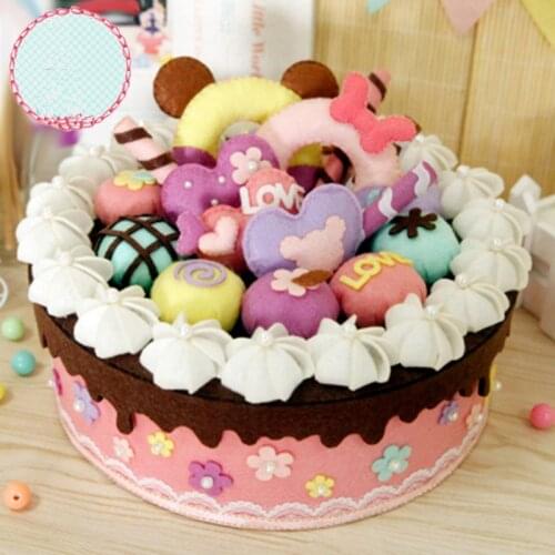 Felt diy craft sweet birthday cake storage box felting kit Non-woven cloth Craft DIY Sewing set Felt Handwork Material