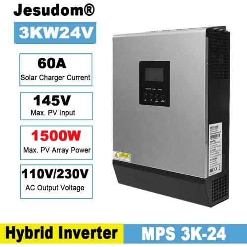 3KVA Solar Hybrid Inverter 24Vdc to 230Vac with 60A MPPT solar charge Controller