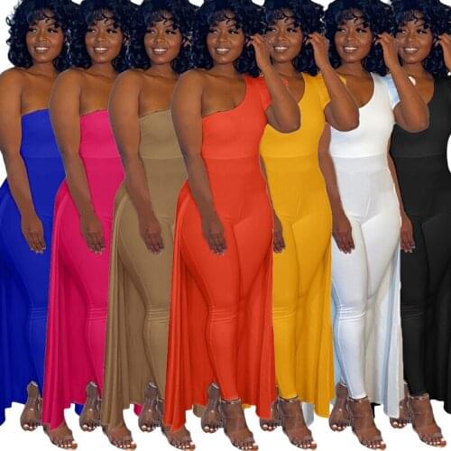 Women Fashion One Shoulder Jumpsuits Solid Irregular One Piece Cloak Sexy Streetwear Holiday Club Bodycon S-XXL