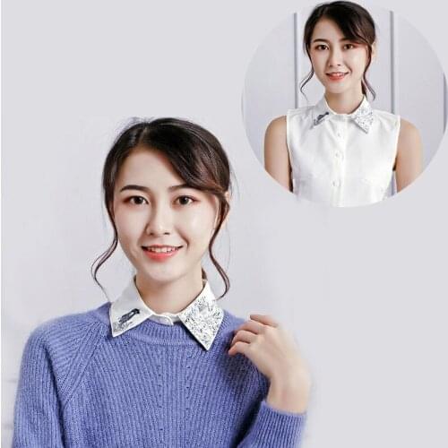 Women Adult Detachable Lapel Shirts Fake Collar Fashion Bird Floral Print False Blouse Tops Neckwear Clothing Accessories