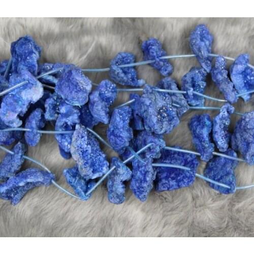 10pcs Blue Titanium Druzy Point Pendant Unique Quartz Crystal Necklace Pendant Druzy Stone Beads Crystal Geode Necklace