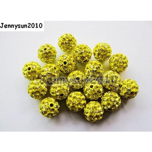 12mm Ci-trine Top Quality Czech Crystal Rhinestones Pave Clay Round Disco Ball Spacer Beads For Jewelry Crafts 100pcs / Pack