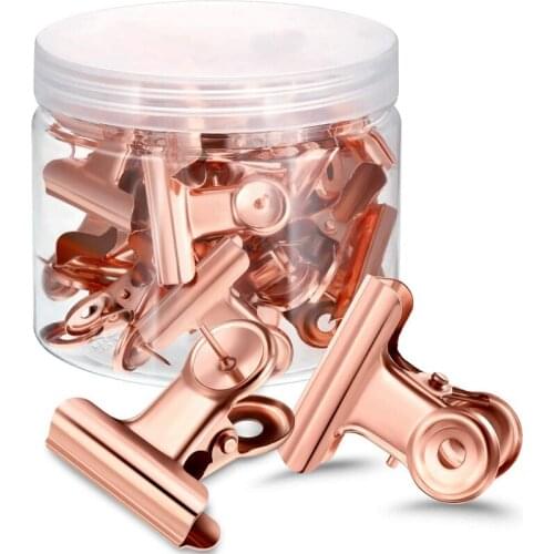 30Pcs Push Pins Clips with Thumb Tacks Set for School Artworks Projects on Cork Board Photos on Bulletin (Rose Gold)