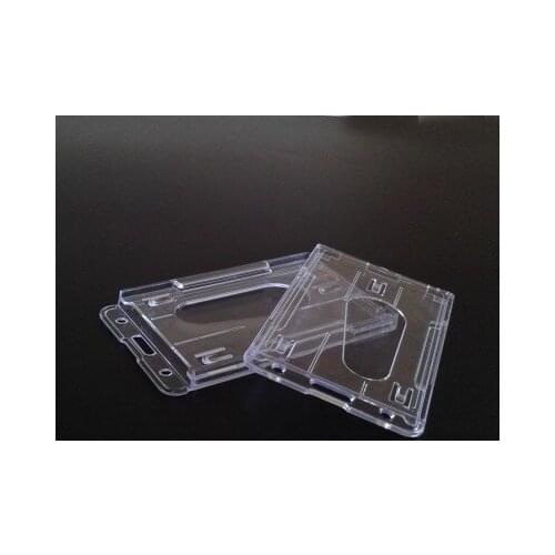 500PCS High Quality Vertica And Horizontall Style Hard Plastic Badge Holder Double Card ID Transparent