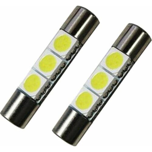 6pcs Sun Visor Makeup Mirror Light Fuse LED Light Car Interior Sun Visor Vanity Light Xenon White 3SMD 6641 6614F LED Bulb