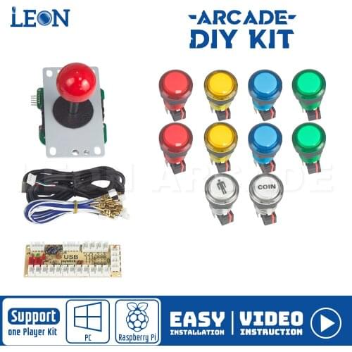 1 Player Arcade Cabinet Diy Kit Arcade Zero Delay Encoder Kit Led Arcade Button Style Illuminated 5pin 8 Way Arcade Joystick