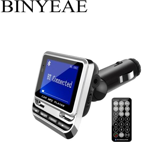 Bluetooth 4.1 FM Transmitter Wireless Radio Adapter Handsfree Car Kit with IR 21-key remote control 1.4" large screen