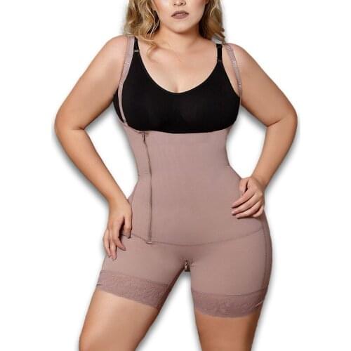 Women Bodysuit Postpartum Repair Side Zipper Tummy Control Shapewear Reductive Short Girdle Strip Bra