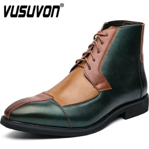 38-48 Big Size Men Boots Genuine Leather Autumn Fashion Patchwork Shoe Comfortable Brand Brown Safety Work Gladiator Ankle Derby