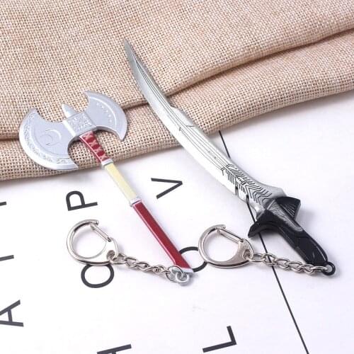 Hot Movie Alita Battle Angel Damascus Knife Keychain Game Persona 5 P5 Haru Okumura Axe Key Chain Weapon Model Car Keyring