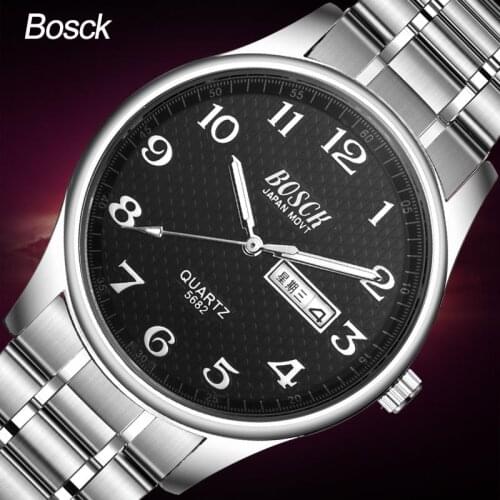 BOSCK New Week Calendar Mens Watch Fashion Classic Waterproof Luminous Quartz Wrist Watches And Clocks Montre Homme