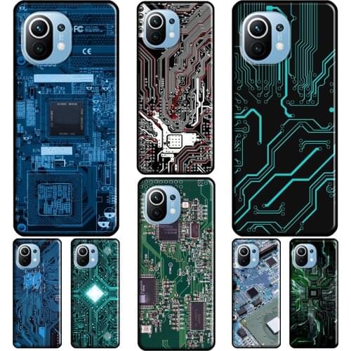 The Integrated Circuit Board For POCO X3 Pro F2 F3 M3 Case For Xiaomi Mi 11 Pro 10T 9T Mi 9 A3 Note 10 Lite Back Cover