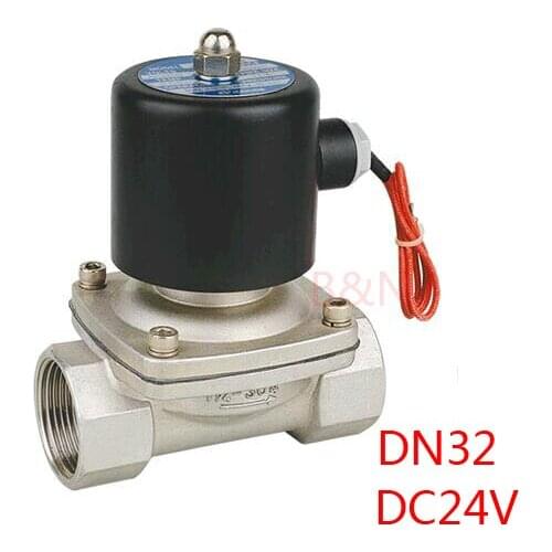 2W350-35B 1-1/4'' DC 24V stainless steel 304 Electric solenoid valve,DN32 ss304 magnetic valve for air water oil 1.2 1 1/4 inch