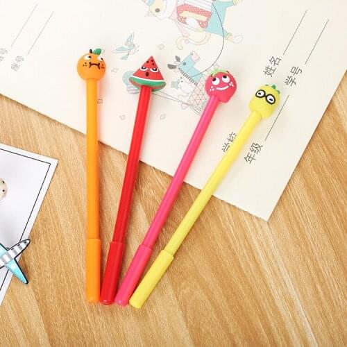 36pcs Korean Stationery Creative Cartoon Fruit Neutral Pen Office Learning 0.5mm Black signature Pen Stationery for students