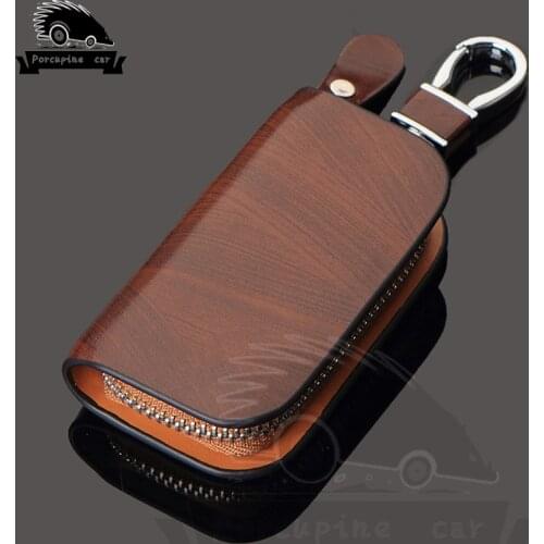 Wood grain Leather Car Key Holder Cover Key Wallet Key for BMW Audi Mercedes VW Skoda Jaguar Toyota Lexus Honda Hyundai Kia Opel