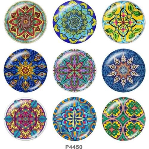 Beautiful Flower 12mm/18mm/20mm/25mm/30mm/40mm Round glass cabochon flat back Making findings snap button jewelry P4450