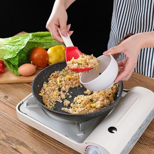 Multifunctional 2 in 1 Long Handle Rice Scoop Spoon Plastic Cooking Colander Food Spoon Kitchen Scoop Ladle Tableware Hot Sell