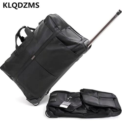 KLQDZMS Fashion Spinner Rolling Luggage Men Business Trolley Luggage Bag Multifunctional Portable Collapsible Trolley Suitcase