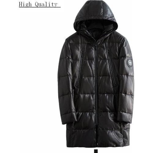 Winter 100% Real Sheepskin Coat Men Genuine Leather Jacket Clothes 2020 Long Warm Leather Duck Down Jackets Hiver 00033