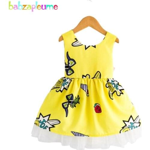 2018 New Kid Girls Clothes Cartoon Graffiti Print Girls tutu Wedding dresses Sleeveless Backless Princess Dress Baby Outfit A276