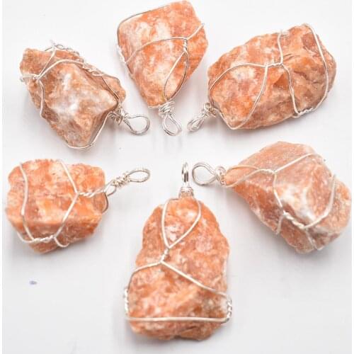 2021 New high quality natural Sun stone quartz Irregular pendants for jewelry Accessories making 6pcs/lot Wholesale free