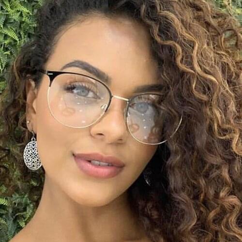 New Popular Blue Light Blocking Metal Round Rivet Glasses Frame Eyebrow flat Glasses Fashion Computer Glasses Optical Frames