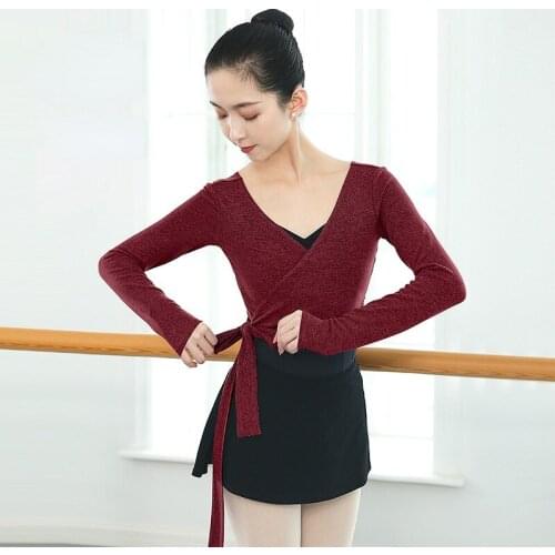 Autumn and Winter Dance Sweater Adult Women Ballet Training Suit Gymnastics Suit Lace-up Long-sleeved Girls Jacket dance Top