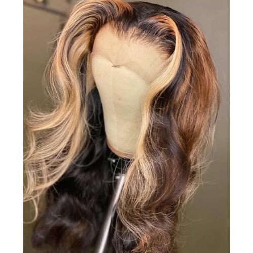 Highlight Blond Long Wavy lace Frontal Wig For Women Preplucked Glueless Human Remy Hair Lace Wigs Free Part Lace Wigs