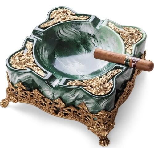 European Luxury Ashtray For Cigar Smoke Portable Ash Tray Outdoor Table Office Desktop Decorations Handmade Gift CLG-0089
