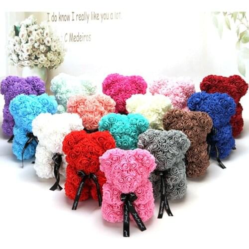 Rose Bear Artificial Flowers Roses Teddy Bear Unicorn Anniversary Christmas Valentine Gift for Girlfriend Wedding Decoration