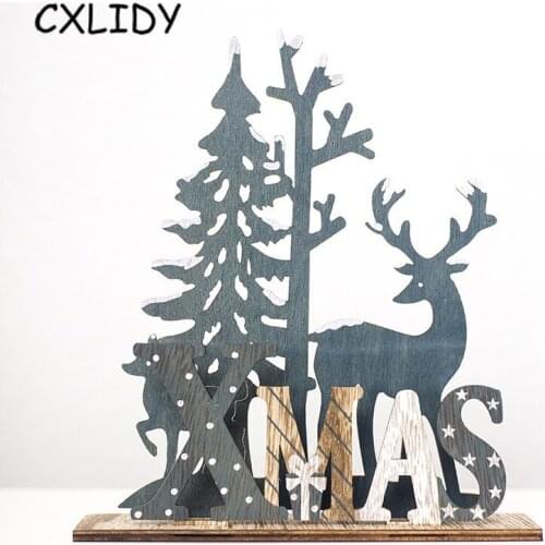 Christmas Decorations Wooden Elk Decorations Creative Three-dimensional Mosaic Christmas Party Decorations qq169