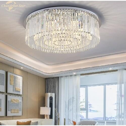 Modern LED Crystal Ceiling Lights for Living Room Bedroom Hotel Restaurant Villa Luxury Round Lustre Indoor Lamp